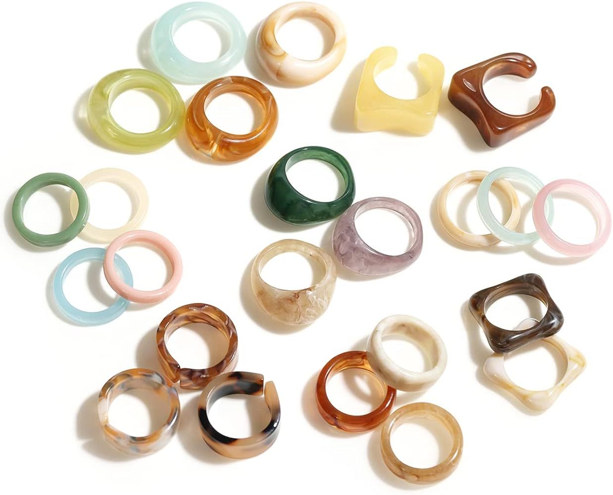 Viva Joya 24-30pcs Resin Rings, Plastic Rings Acrylic Rings Knuckle Rings for Women Teen Girls, C... | Amazon (US)