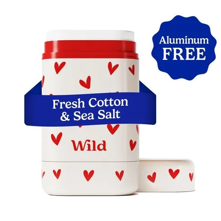 Wild Refillable Deodorant Starter Pack – Aluminum Free. Love Heart Case + Fresh Cotton & Sea Salt Refill, for Women and Men, 1.4oz | Walmart (US)