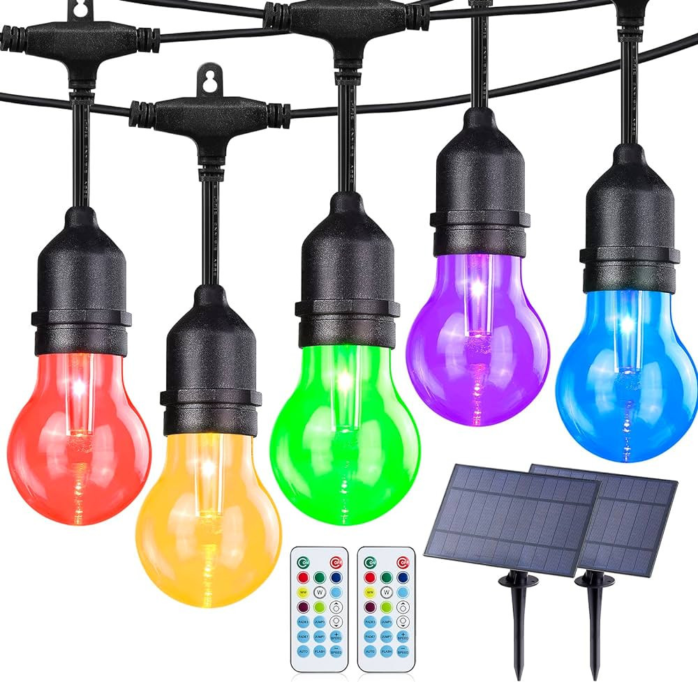 Auroraworld Multi Colored Solar Lights, 96FT Dimmable Outdoor Patio String Lights with Shatterpro... | Amazon (US)