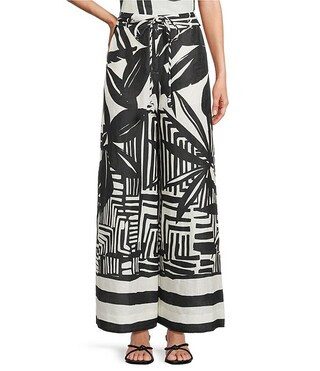 Antonio Melani Coordinating Brandy Palm Printed Linen Palazzo Pants | Dillard's | Dillard's