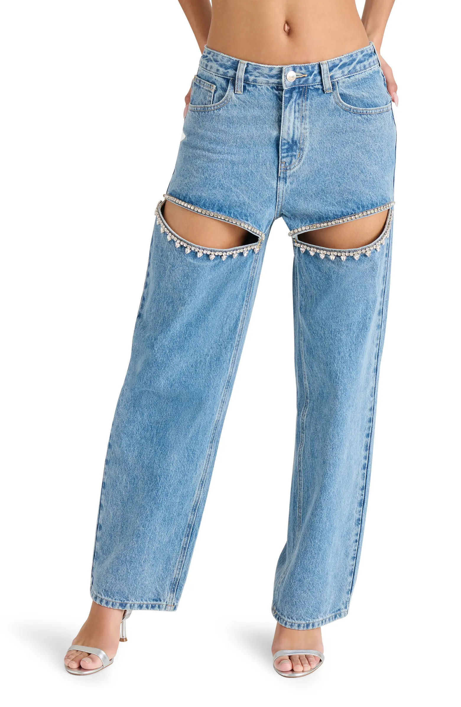 Taylor High Waist Rhinestone Cutout Detail Jeans | Nordstrom