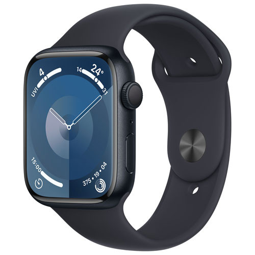 Apple Watch Series 9 (GPS) 45mm Midnight Aluminium Case with Midnight Sport Band - Medium / Large... | Best Buy Canada