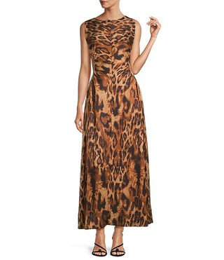 Antonio Melani Kristen Leopard Print Boat Neck Sleeveless Blouson Dress | Dillard's | Dillard's