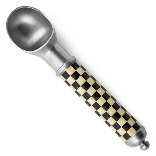 MACKENZIE-CHILDS Supper Club Ice Cream Scoop, Aluminum Ice Cream Accessory, Black-and-White Courtly Check | Amazon (US)