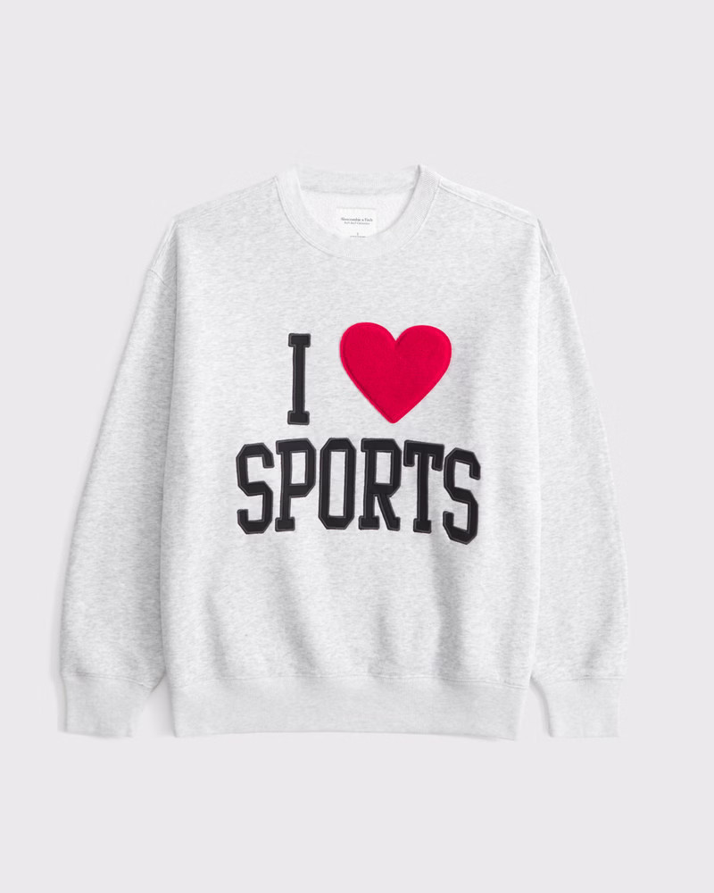 Abercrombie & Fitch Women's I Love Sports Vintage Sunday Crew in Light Gray - Size S | Abercrombie & Fitch (US)
