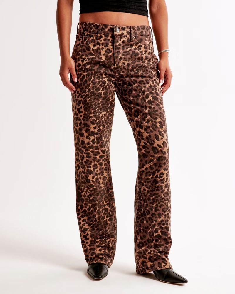 Curve Love Low Rise Baggy Jean | Leopard Print Jeans | Leopard Print Pants | Abercrombie & Fitch (US)