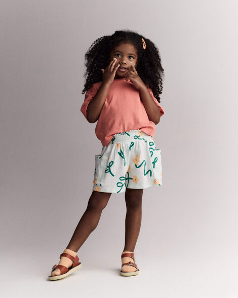 Toddler Girl Swing Short with Pockets in Floral Print - Light Green - Otter Avenue | Carter's | Carter's Inc