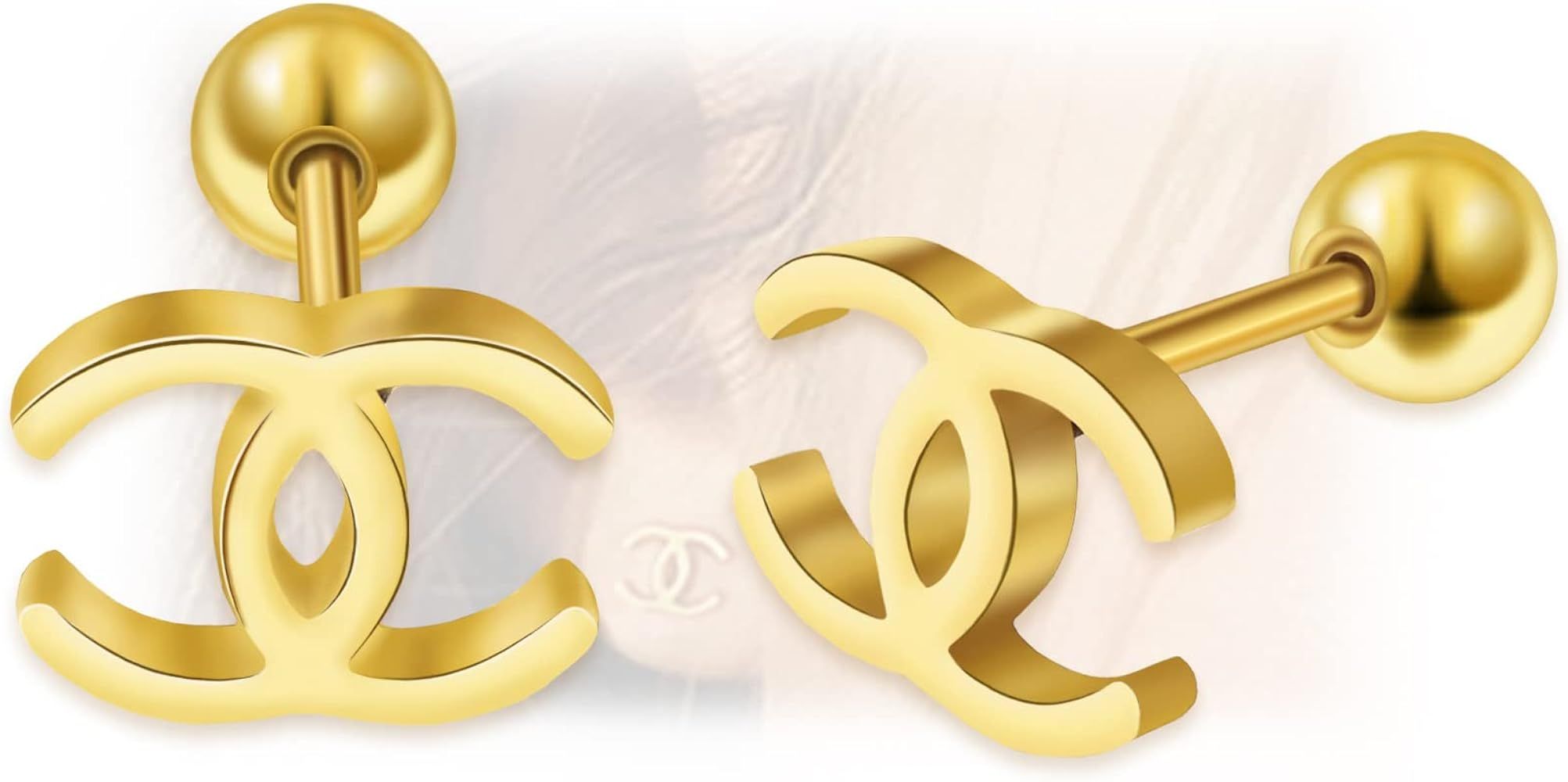 Gold Initial Earrings for Women - Stainless Steel Hypoallergenic Letter Cartilage Helix Earrings Min | Amazon (US)