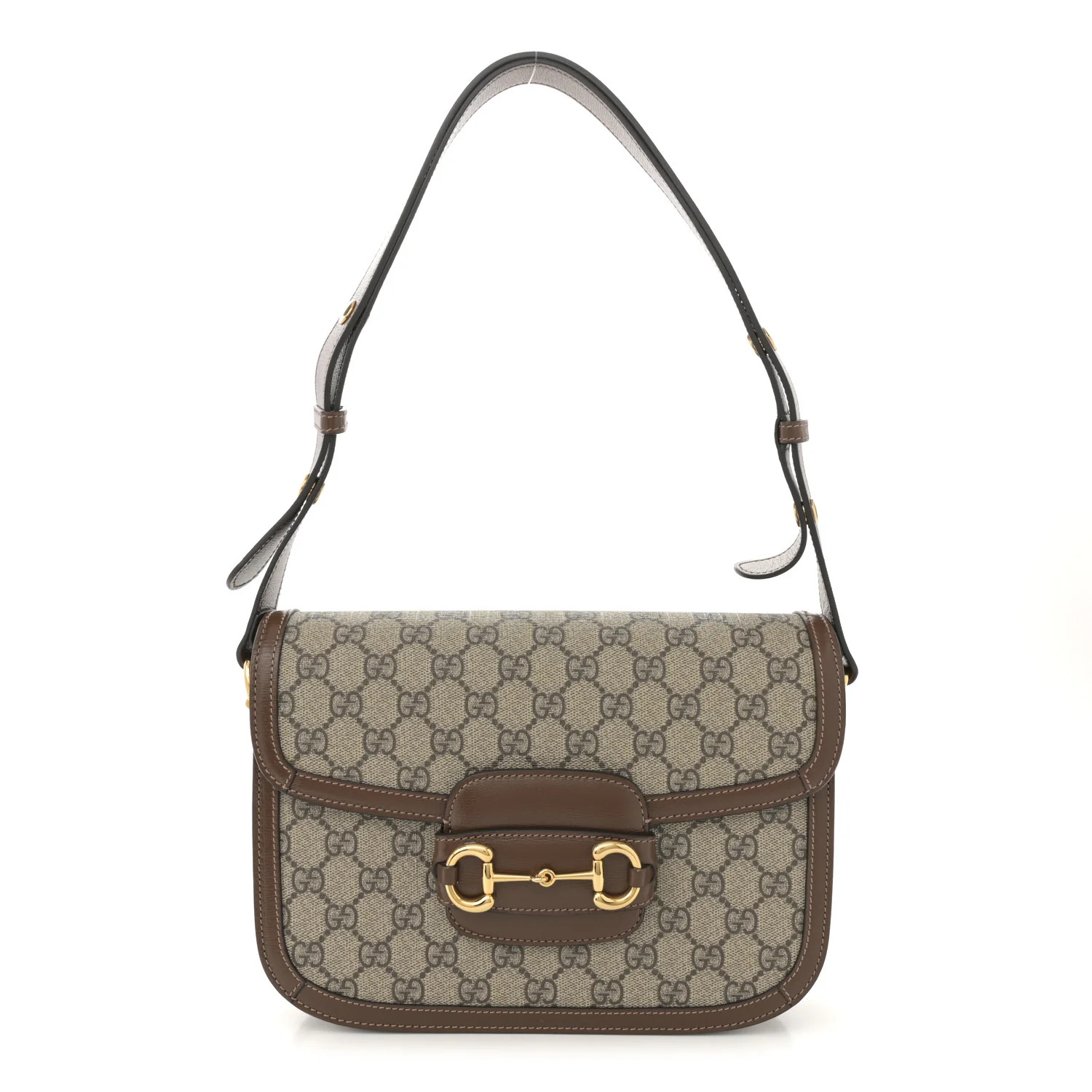 Gucci GG Supreme Monogram Horsebit 1955 Shoulder Bag Beige Brown Sugar 1747239 | FASHIONPHILE (US)