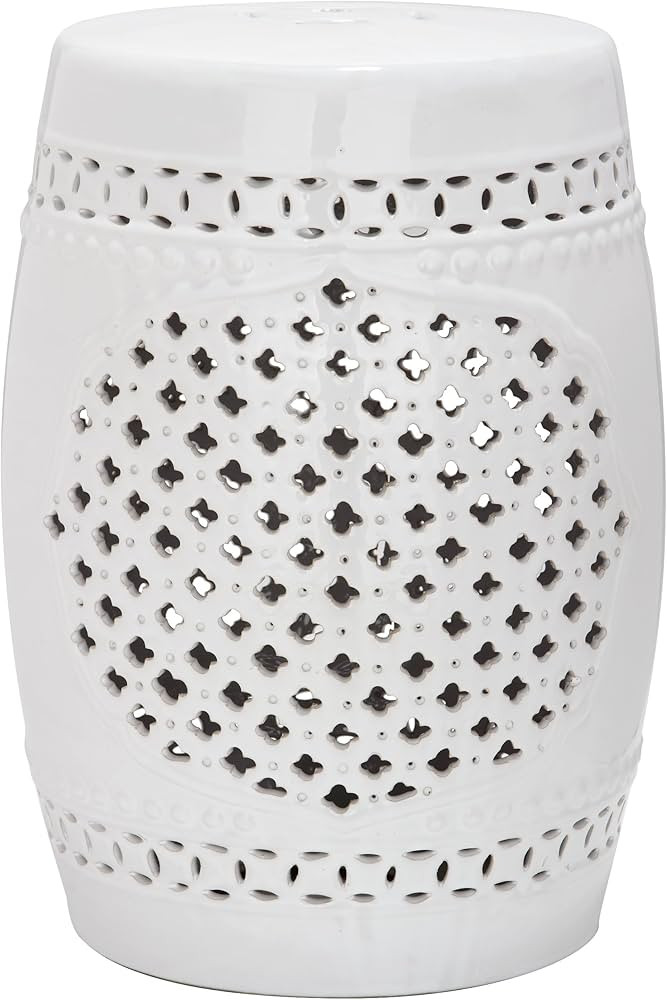 Safavieh Moroccan Quatrefoil Ceramic Decorative Garden Stool, White | Amazon (US)