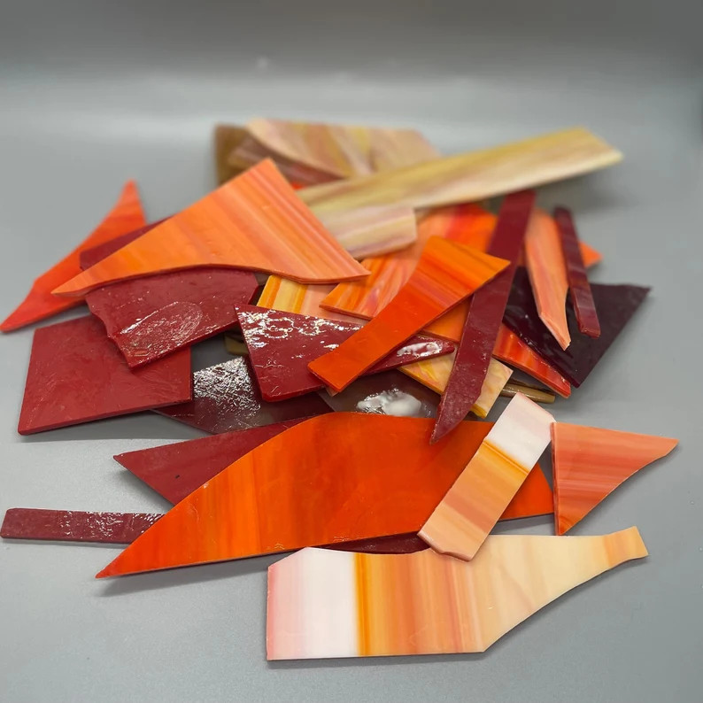 Red Orange GLASS SCRAPS, Red Orange Glass, Mosaic Glass, Jewelry Making, Stained Glass, B162 - Et... | Etsy (US)