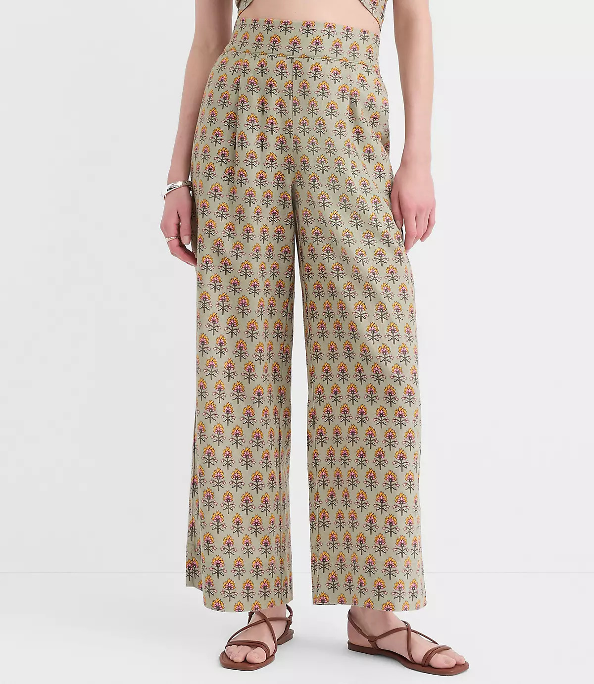 LOFT Beach Garden Linen Cotton Wide Leg Pants | LOFT