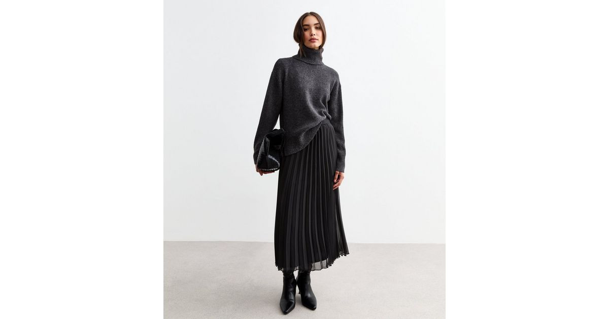 Black Pleated Chiffon Midi Skirt
						
						Add to Saved Items
						Remove from Saved Items | New Look (UK)