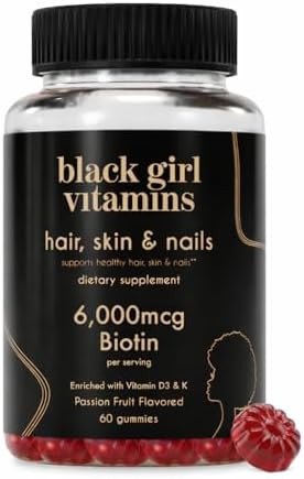 Black Girl Vitamins - Hair, Skin, and Nails Gummies with Biotin (6000 mcg), Zinc, Gelatin Free, V... | Amazon (US)