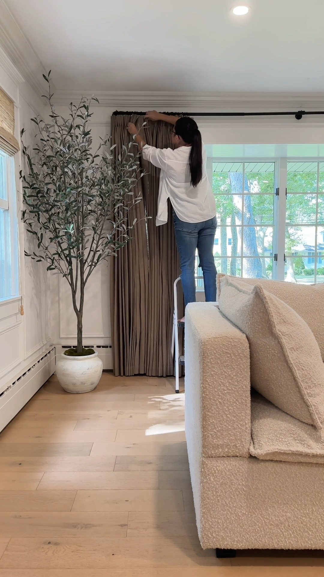 Back in August, I decided to warm up our home by adding these earthy-colored, triple pinch pleat drapes in taupe grey. I love the color and the fabric is so pretty. Shown with no privacy liner. 🤎

Designer tips:
1️⃣ Hang your curtain rod higher & much wider than your window frame to create a space that feels much larger.
2️⃣ I measured and had these drapes tailored to fall a half inch from the floor for perfect pleating. I avoid puddling the fabric on the floor because we have pets.
3️⃣ Select eyelet curtain rings (on my Amazon storefront) to hold the adjustable clips upright. These clips comes with the drapes.

→ Create a home you love to live in! 🤎

#liketkit #drapes #curtains #amazonfinds
#livingroomdesign #founditonamazon

#LTKSaleAlert #LTKHome #LTKStyleTip