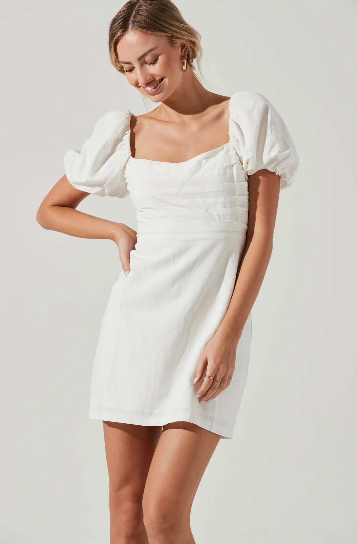 Linen Pleat Front Mini Dress | ASTR The Label (US)