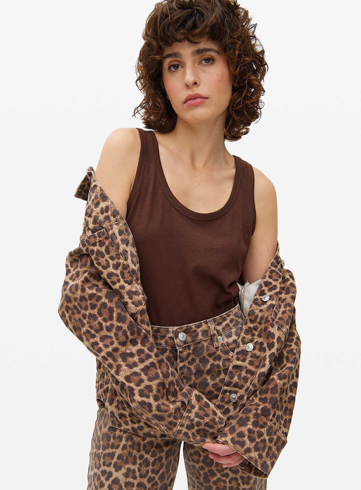 Brown Scoop Neck Vest Top M | argos.co.uk