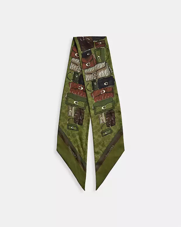 Stacked Tabby Bags Print Silk Skinny Scarf | Coach (US)