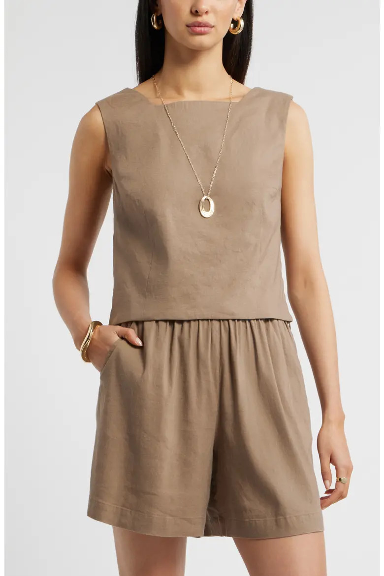 Linen Blend Shell Top (Women) | Nordstrom | Nordstrom