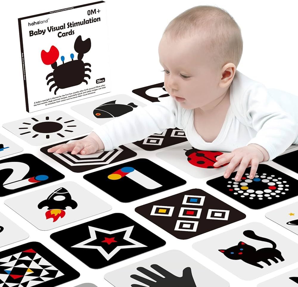 hahaland High Contrast Baby Flashcards - Black and White Infant Baby Cards 0-6 Months Tummy Time ... | Amazon (US)