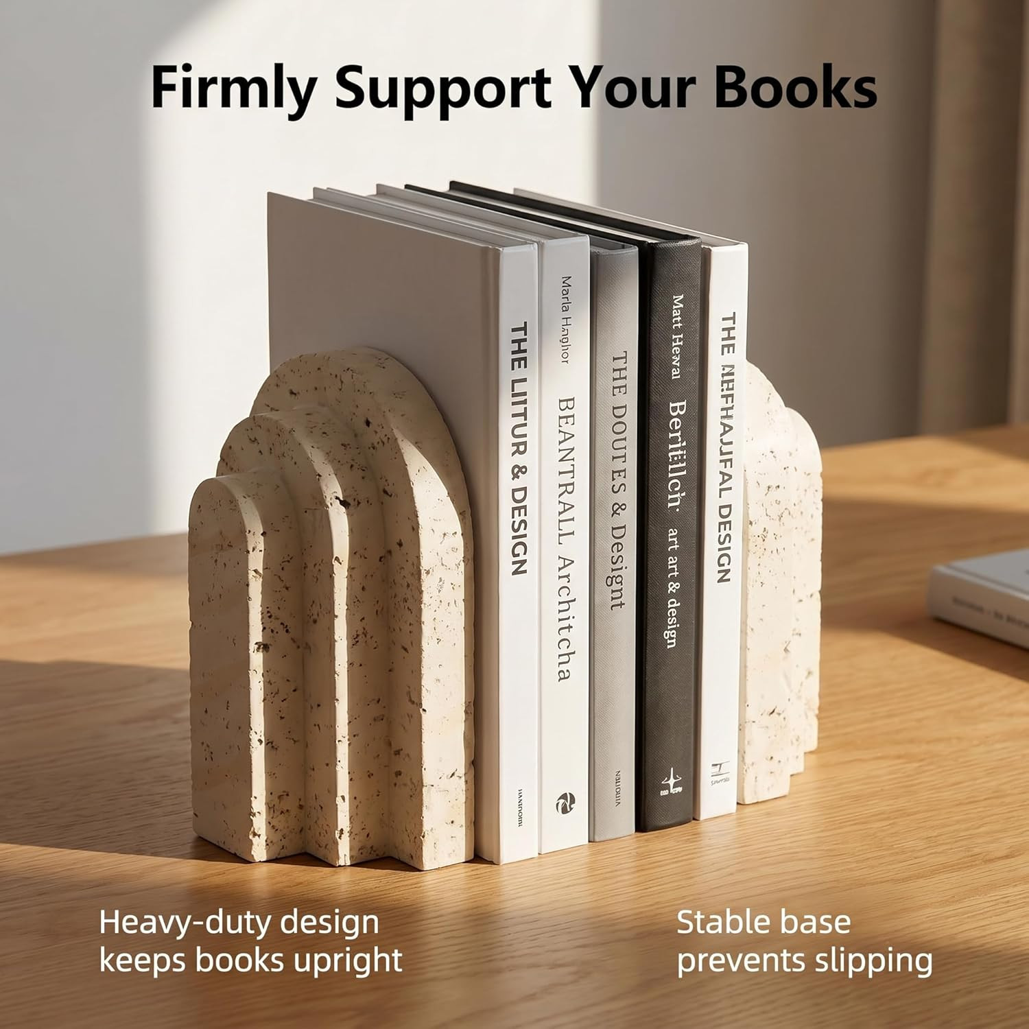 Book Ends for Heavy Books, Decorative Bookends for Shelves, Durable Book Holder & Shelf Decor, No... | Amazon (US)