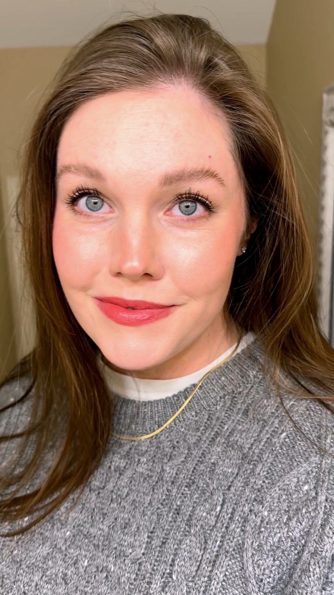 Glowy winter makeup look!
.........
Glowy skin glass skin daytime makeup face of the day makeup of the day work makeup mature makeup makeup tips drugstore makeup gray sweater mens sweater work look workwear casual look casual outfit Estée Lauder lipstick fair skin foundation fair skin makeup rose lipstick natural lipstick pink blush light coverage foundation medium coverage foundation 

#LTKBeauty #LTKOver40 #LTKFindsUnder50