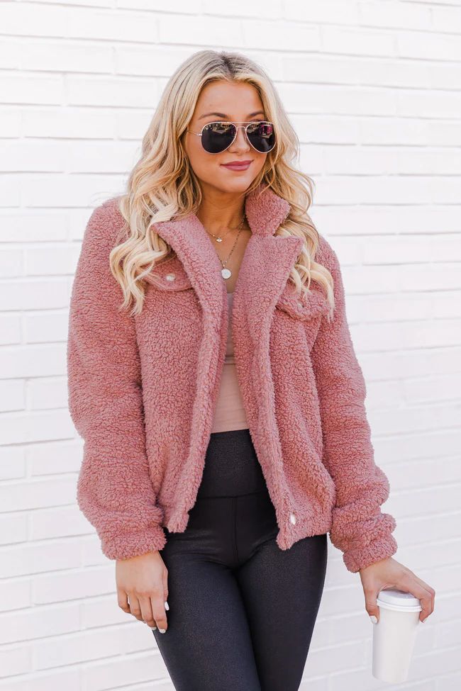 Mostly Yours Pink Teddy Jacket DOORBUSTER | The Pink Lily Boutique