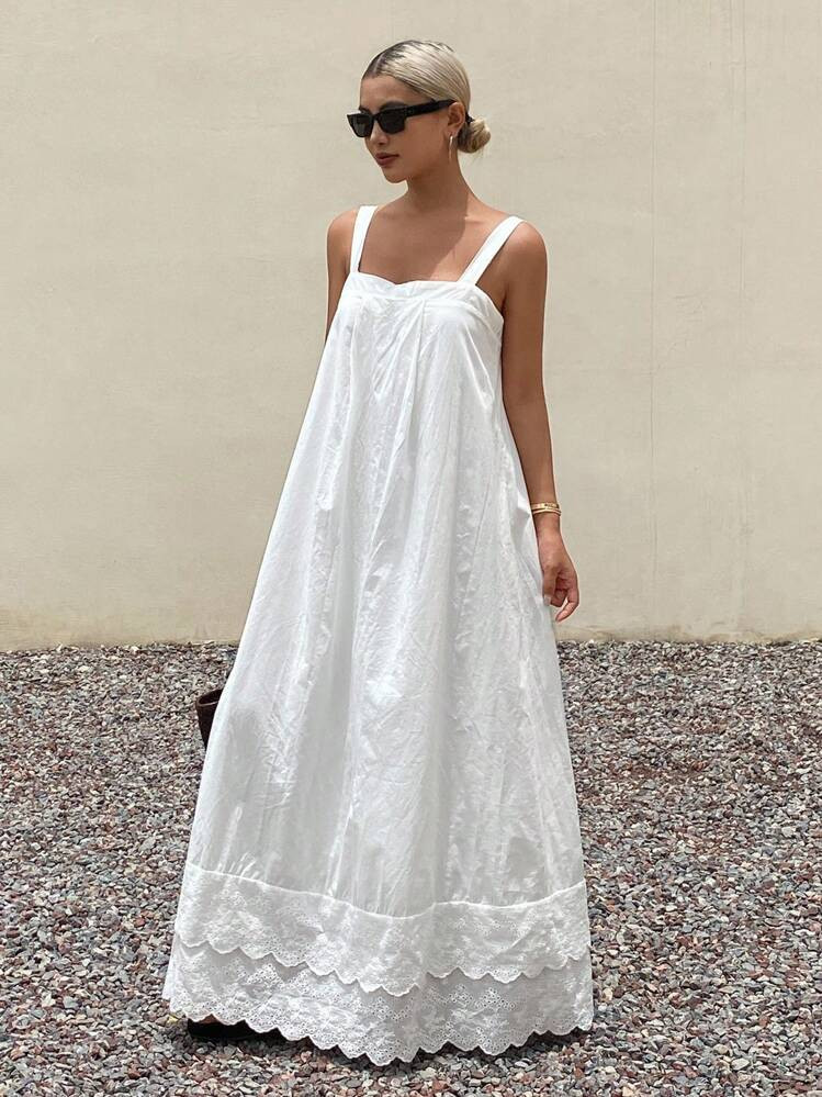 Livesso Women's Loose Casual White Dress, New Arrival For Autumn Summer Women Dresses Maxi Dress | SHEIN
