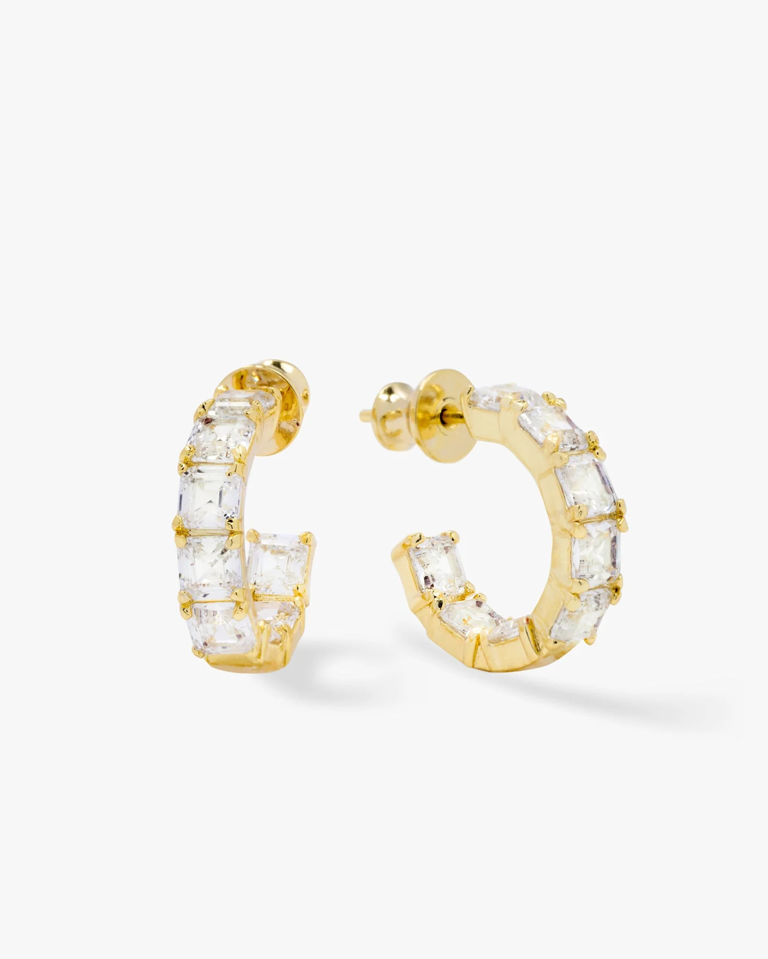 Lil' Queens Hoops .75" - Gold|White Diamondettes | Melinda Maria