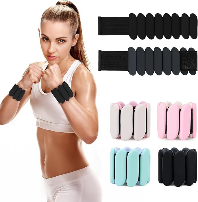 Wrist Weights, 2Pcs Wearable Wrist Ankle Weights for Women and Men, Adjustable Silicone Bracelets... | Amazon (US)