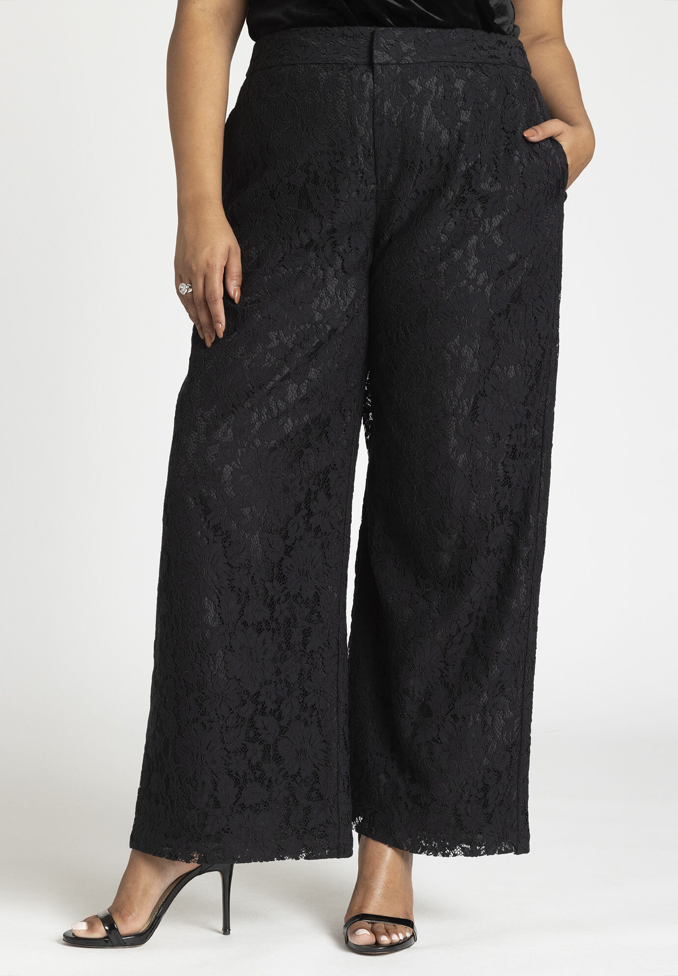 Lace Wide Leg Trouser | Eloquii