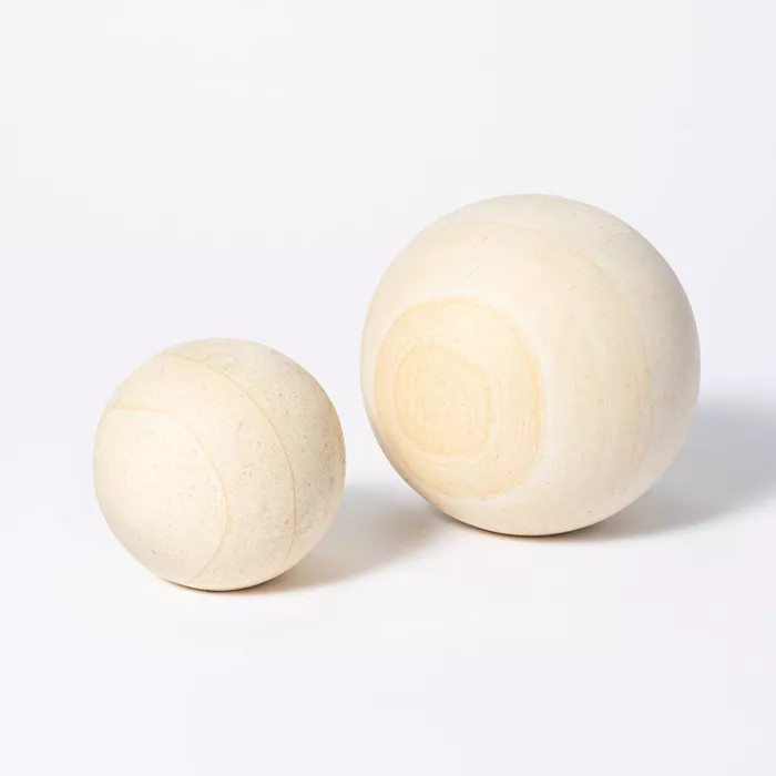 4" Decorative Stone Wood Ball Natural - Threshold™ designed with Studio McGee | Target