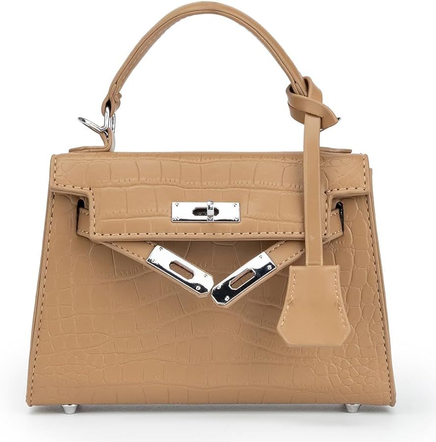 Crossbody Bags for women Trendy Cute Mini Crocodile Purse Top Handle Clutch Handbag Structured Sa... | Amazon (US)