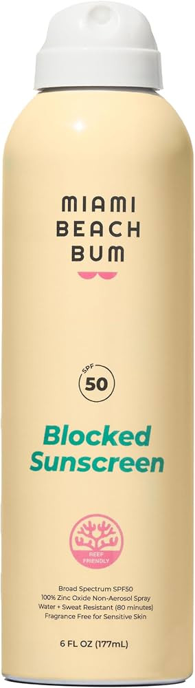 Miami Beach Bum SPF 50 Blocked Mineral BOV Spray (6 Fl oz), with Algae, Aloe & Antioxidants, Broa... | Amazon (US)