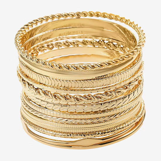 Liz Claiborne® Gold-Tone Textured Bangle Set | JCPenney