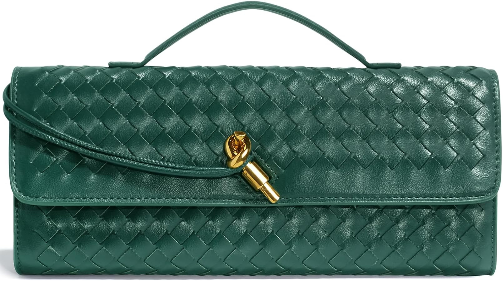 Woven Clutch Purses for Women, Formal Satchel Leather Evening Bag Shoulder Handbag | Amazon (US)