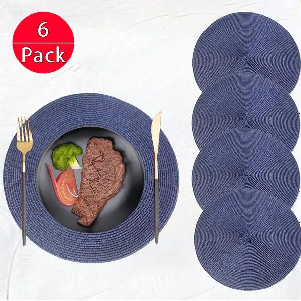 World Bossmission 6 pack Round Placemats Set Heat-Resistant Stain Resistant Anti-Skid Washable Co... | Walmart (US)