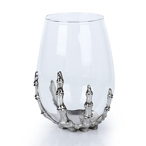 RHFF Halloween Skull Wine Glass, Skeleton Ghost Hand Wine Glass, Halloween Drinking Glasses, Skeleton Hand Goblet, Hotel Family Halloween Party Favors for Adults (A) | Amazon (US)