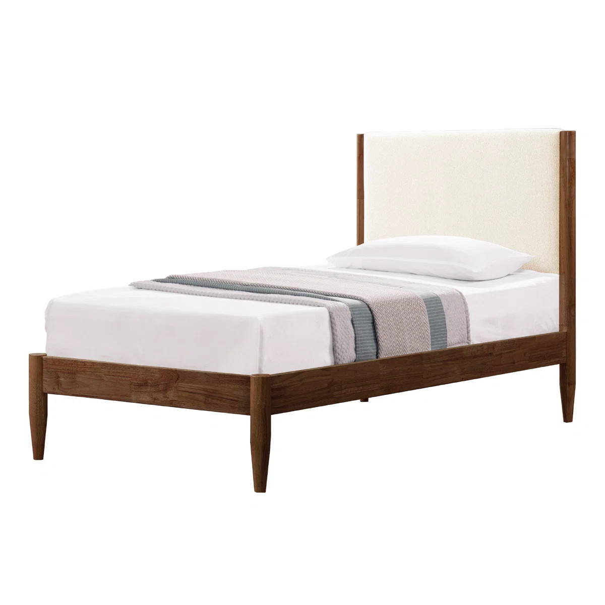 Besan Solid Wood Boucle Upholstered Headboard Bed Frame | Wayfair North America