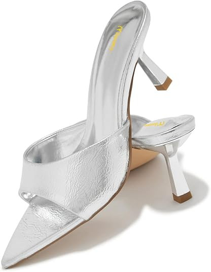 Women's Comfy Kitten Heel Mules Open Pointed Toe Slide Sandals Cute Backless Slipper Slip On Dres... | Amazon (US)