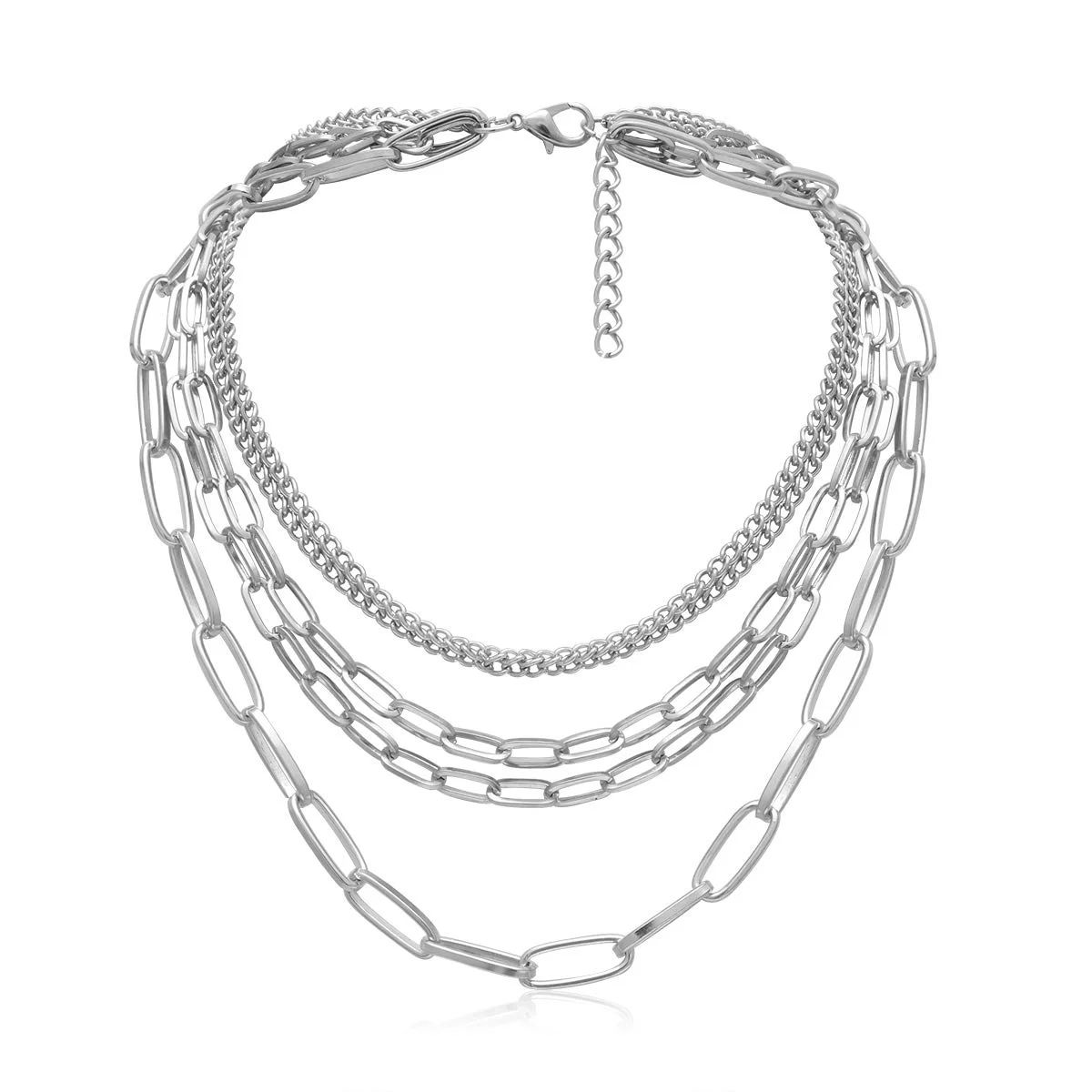 Layered Chain Necklaces for women 18 Inch Gold Plated Paperclip Chain Silver Tone Choker Necklace... | Walmart (US)