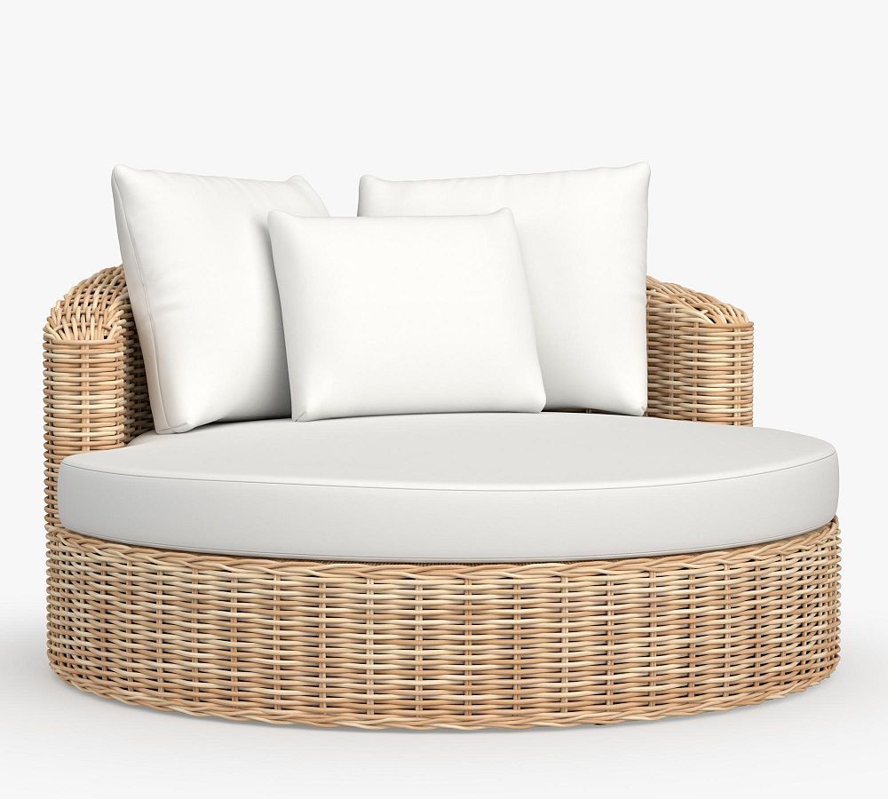 Huntington Wicker Round Swivel Outdoor Daybed | Pottery Barn (US)