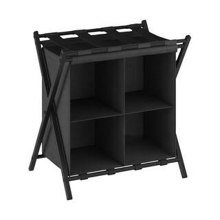 Black Iron Luggage Rack w/ Storage Guest Room Folding Suitcase Stands Holds Up to 120 lbs. for Guest Room Bedroom Hotel | The Home Depot