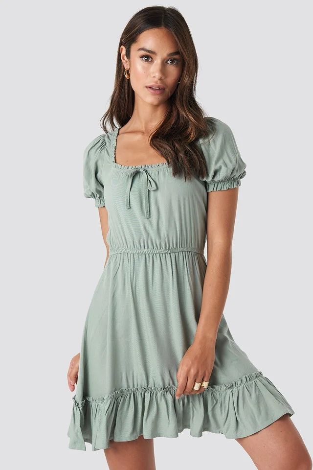 Puff Sleeve Mini Dress Grün | NA-KD DE, AT, CH