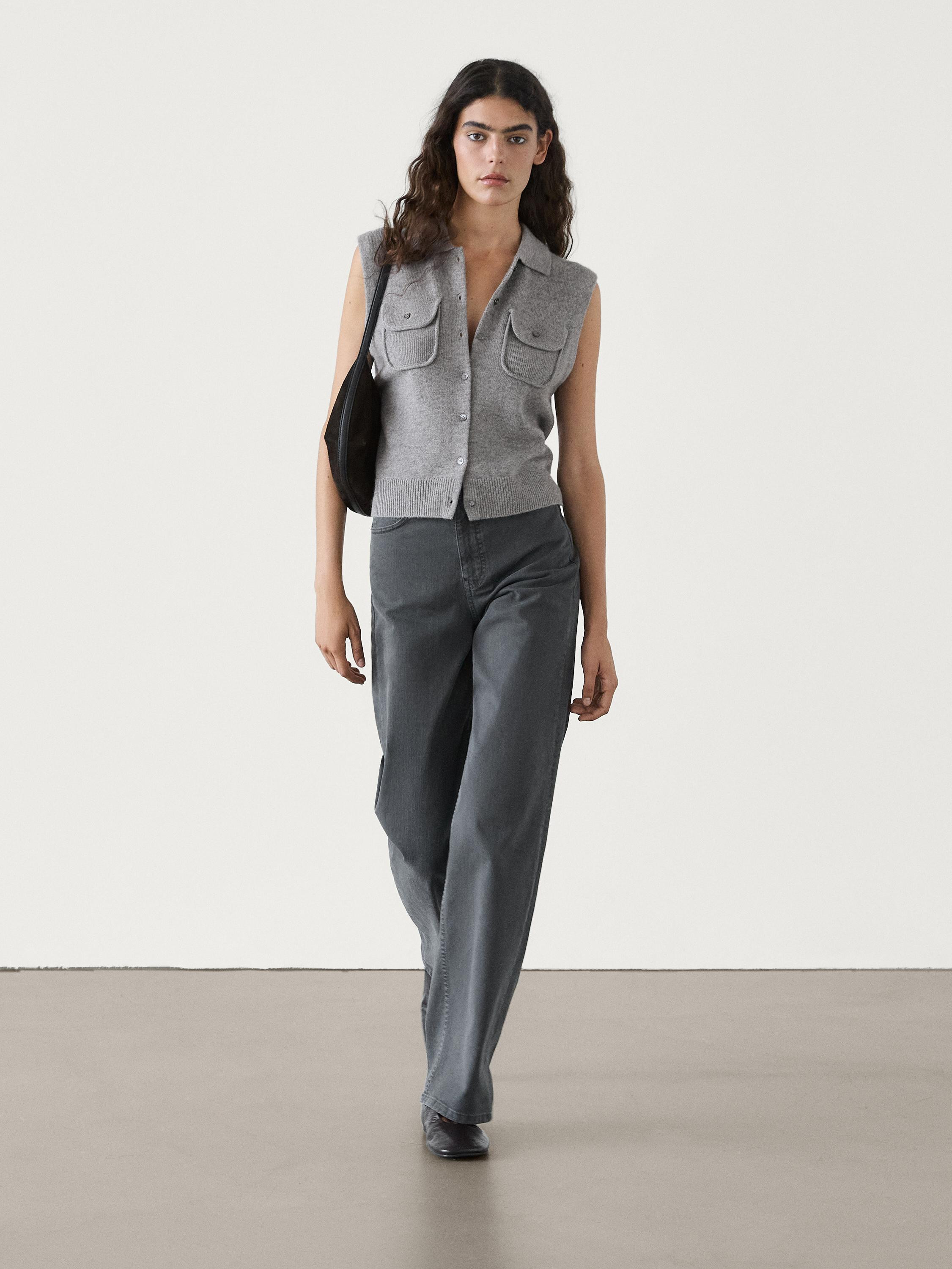 Wool blend knit vest with pockets | Massimo Dutti US