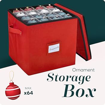 Handy Laundry, Christmas Ornament Storage - Stores up to 64 Holiday Ornaments, Adjustable Divider... | Amazon (US)