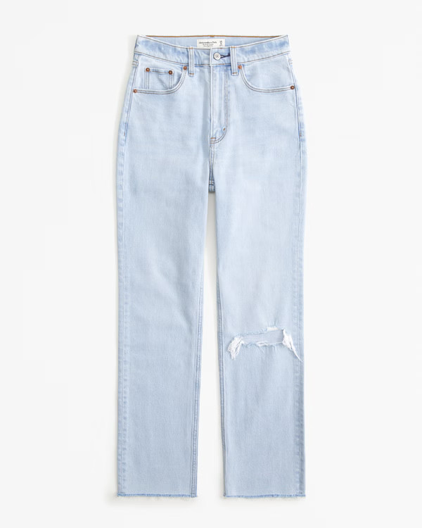 Women's Ultra High Rise Ankle Straight Jean | Women's Bottoms | Abercrombie.com | Abercrombie & Fitch (US)