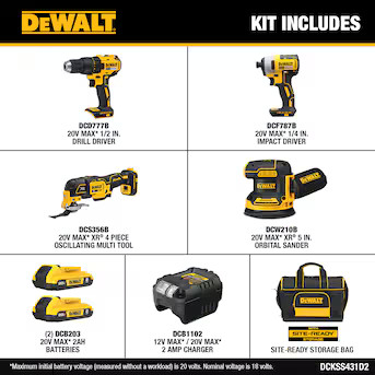 DEWALT 20V MAX 4-Tool Combo Kit | Lowe's