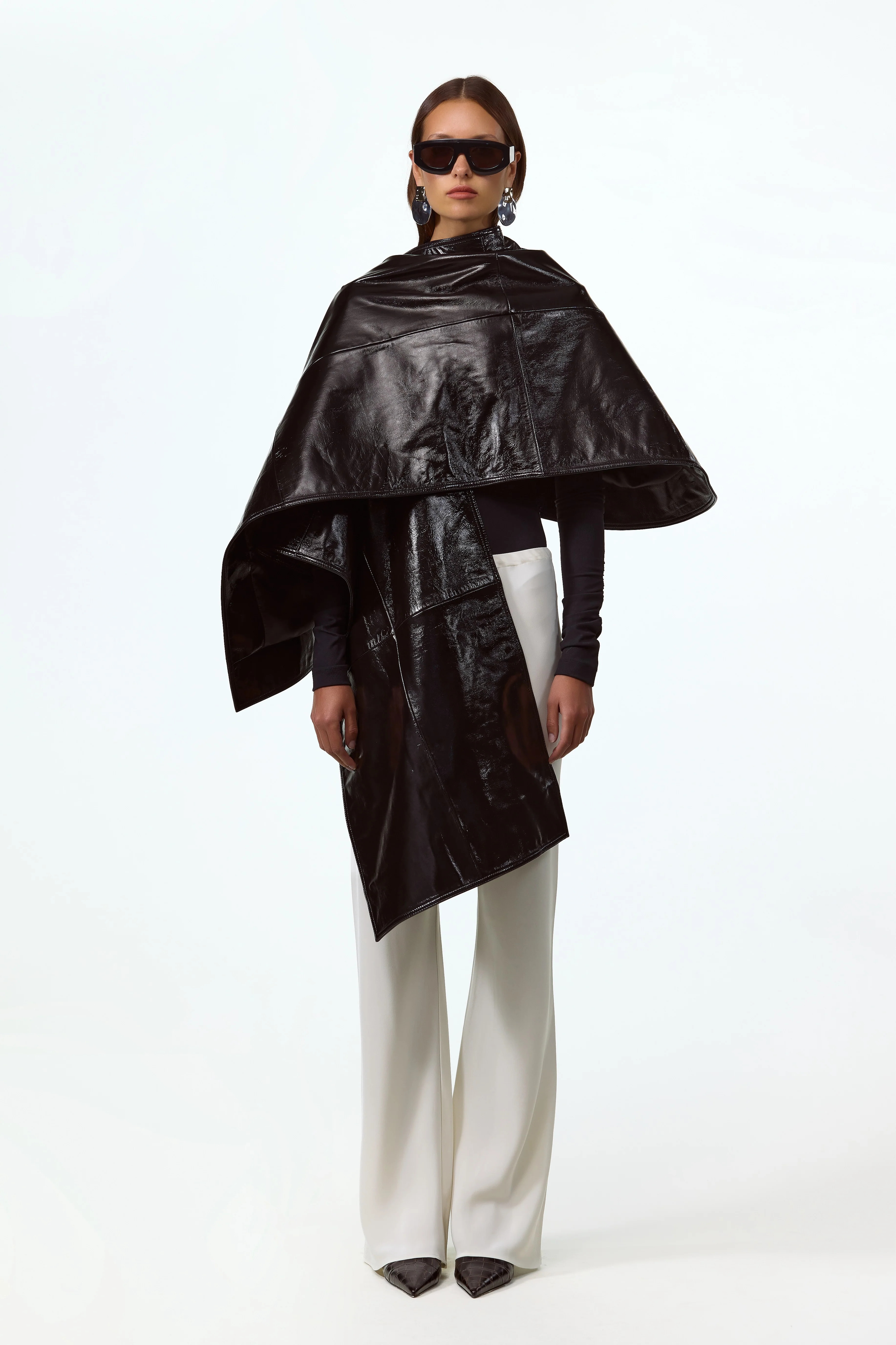 Leather Wrap Cape (Black) | SAME