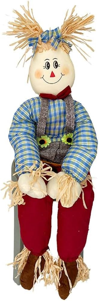 Large Scarecrow Sitter Fall Decor Stuffed Girl Scarecrow Hugger for Tree Porch Column, 43.5" Move... | Amazon (US)